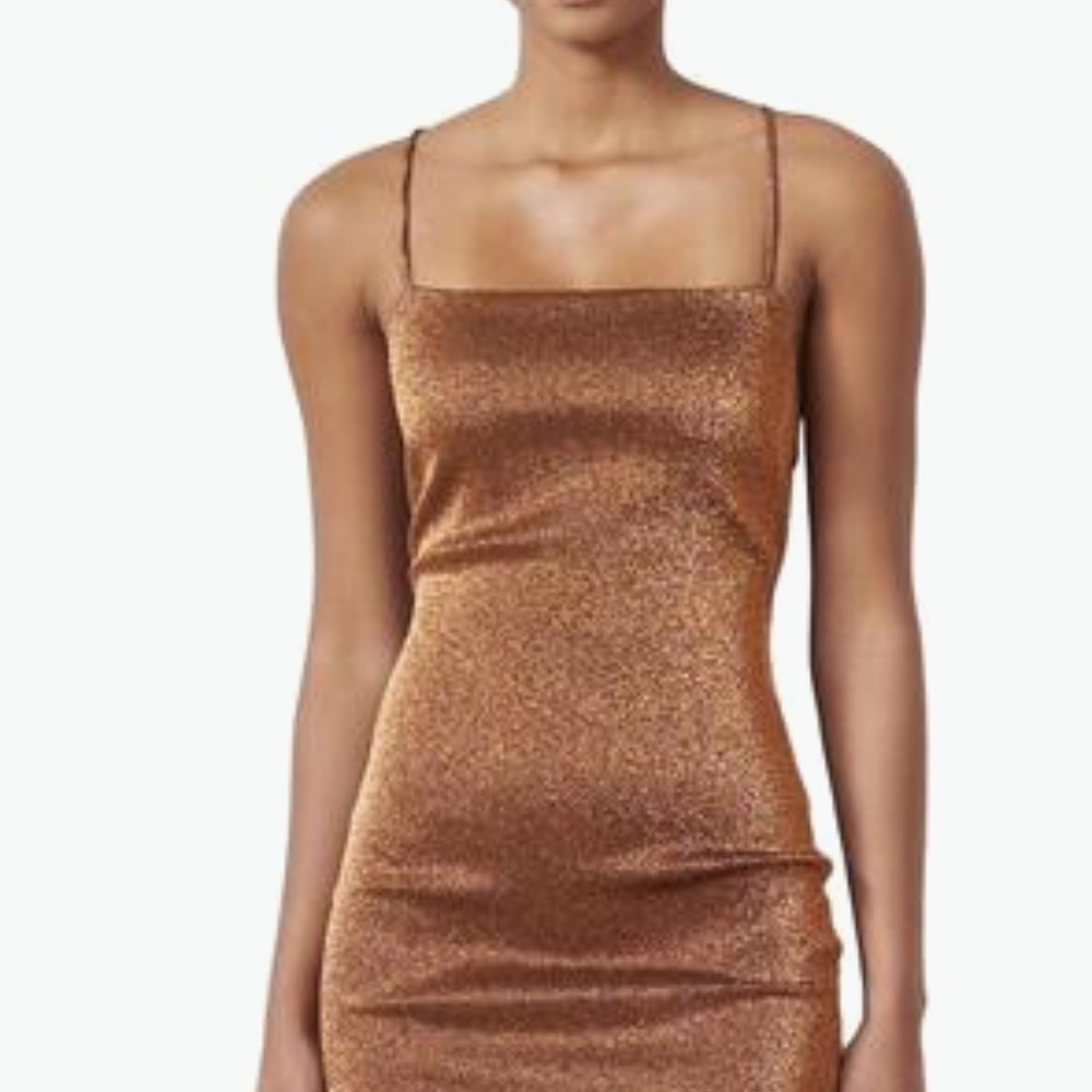 BEC+ BRIDGE Bronze Glitter Dress
